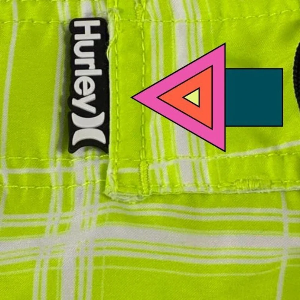 Hurley Board Shorts Mens 38 Neon Green Plaid Surf Swim Y2K Beach Skater Surfcore